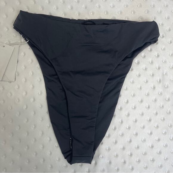 Good American Matte Bikini Bottom Good Waist Cheeky Swim Black - Picture 2 of 11